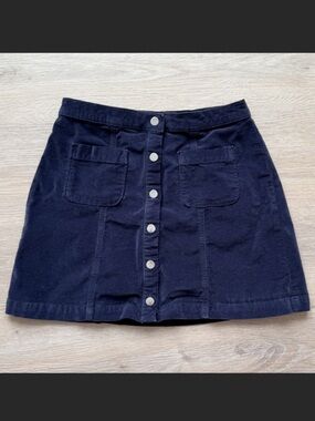 Urban Outfitters Blue Cotton Velvet Mini Skirt Stretch (M) Indie Sleaze